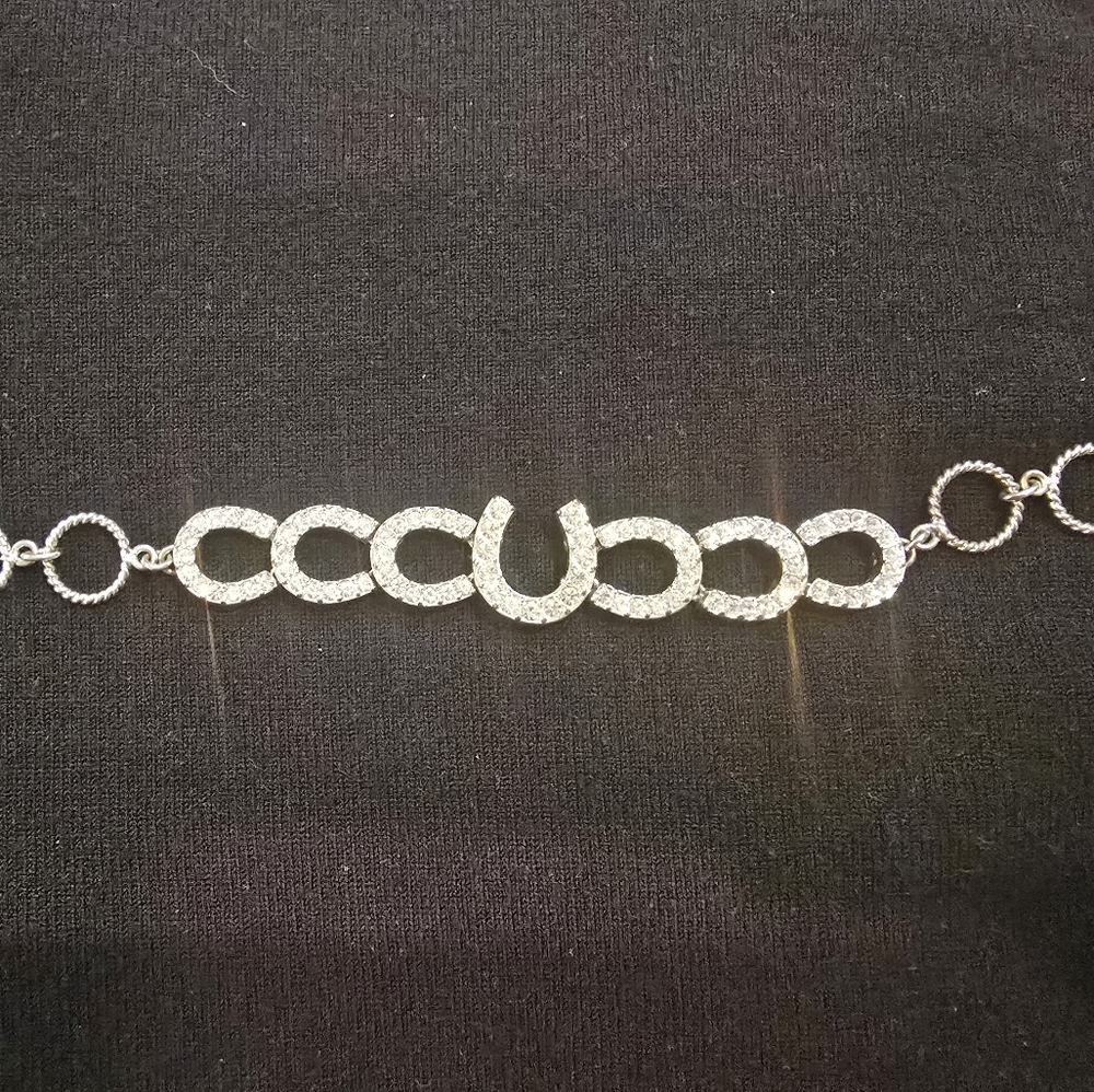 Montana Silversmiths Silver Crystal Horseshoe Link Bracelet with Sparkle